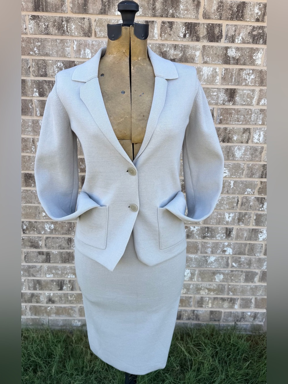 Hugo Boss Light Gray Women's Blazer and Pencil Skirt Set